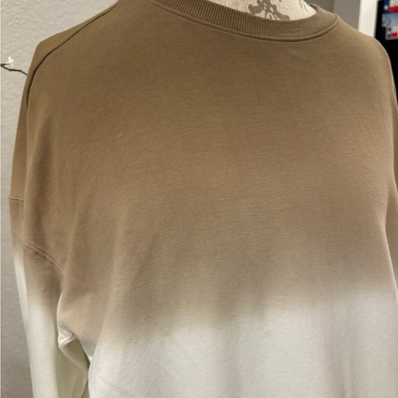 Women's Crew Neck Sweatshirt Thumbholes and Pockets Olive Mint Dip Dye L/XL - Picture 8 of 10